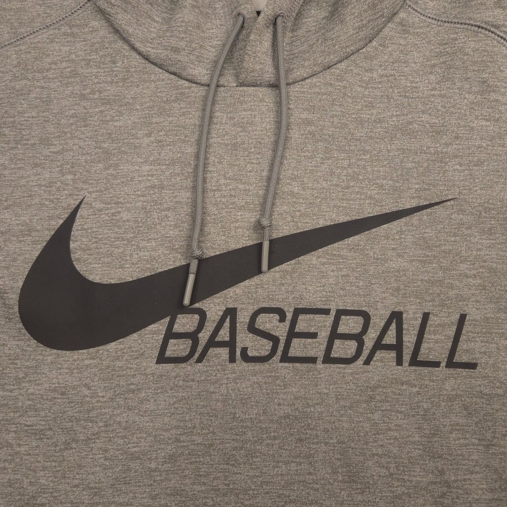 Nike Baseball Dri FIT Hoodie Men L Gray Fleece Pullover BQ8456 063 - Picture 2 of 12